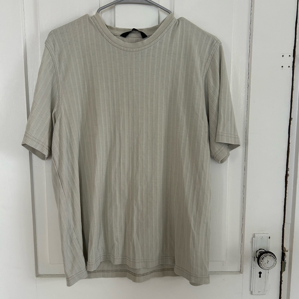 artis Short Sleeve Ribbed Crew Neck Tee - Light Beige